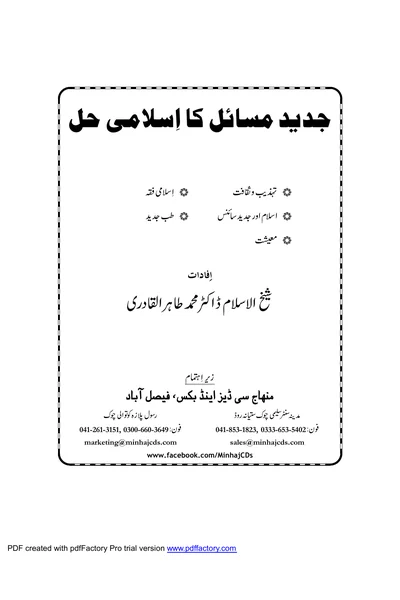 Islamic Solutions to Modern Questions — Cover from the supplied PDF