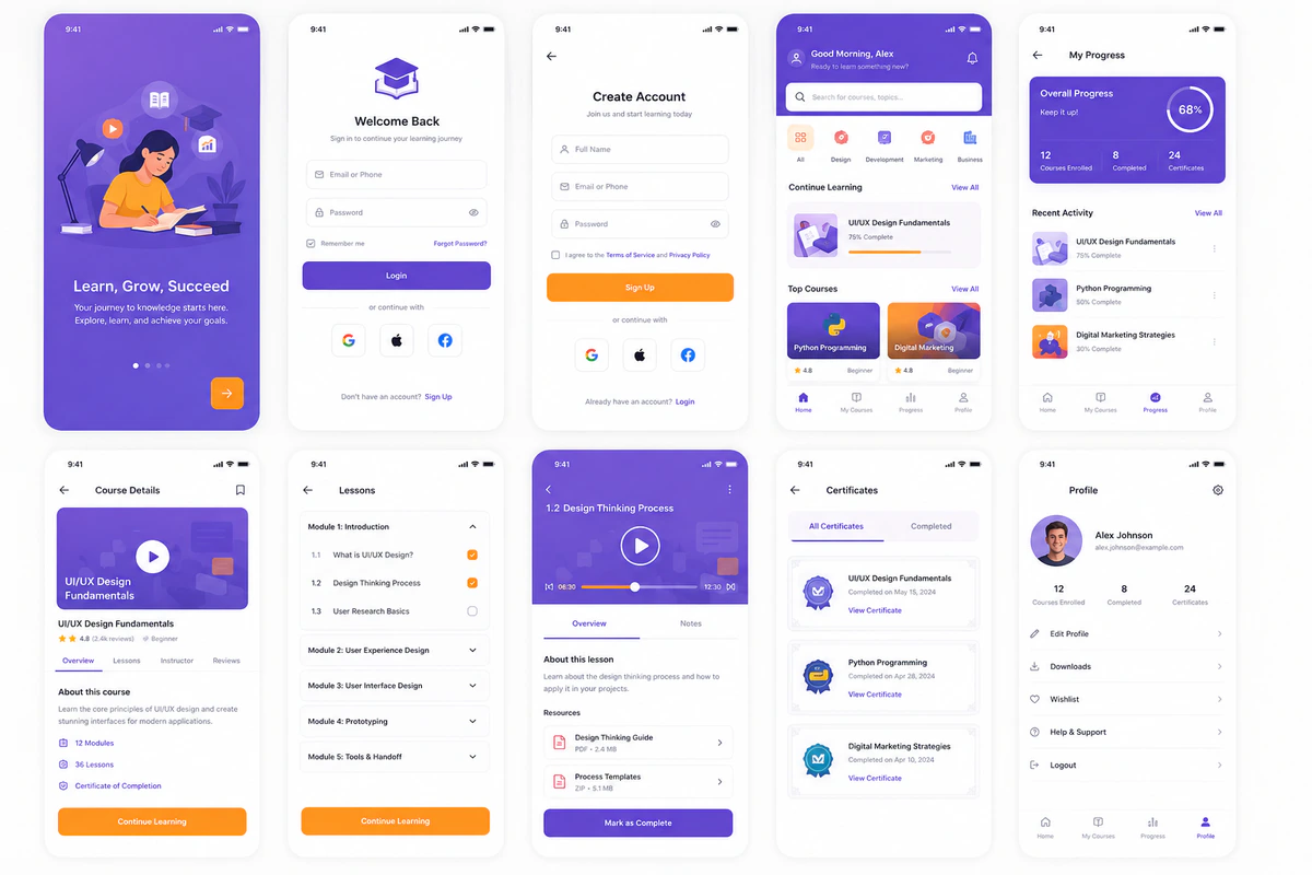 Education mobile app concept