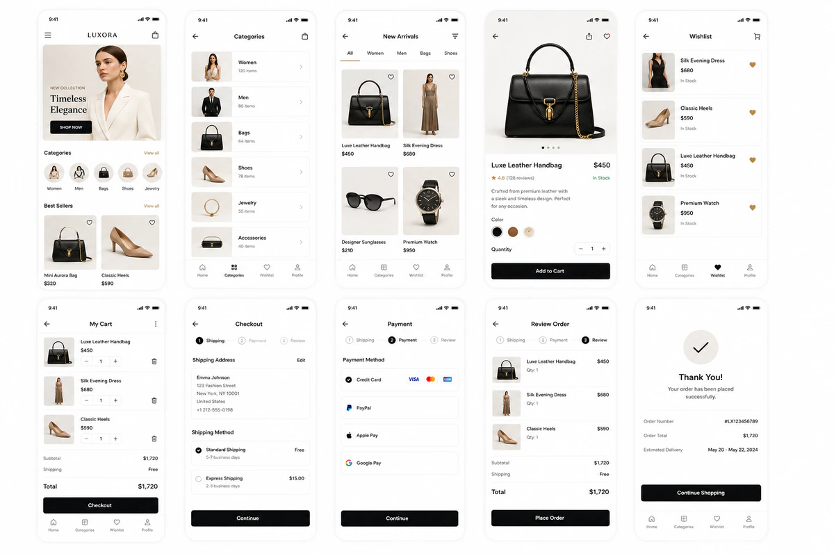 E-commerce mobile app concept