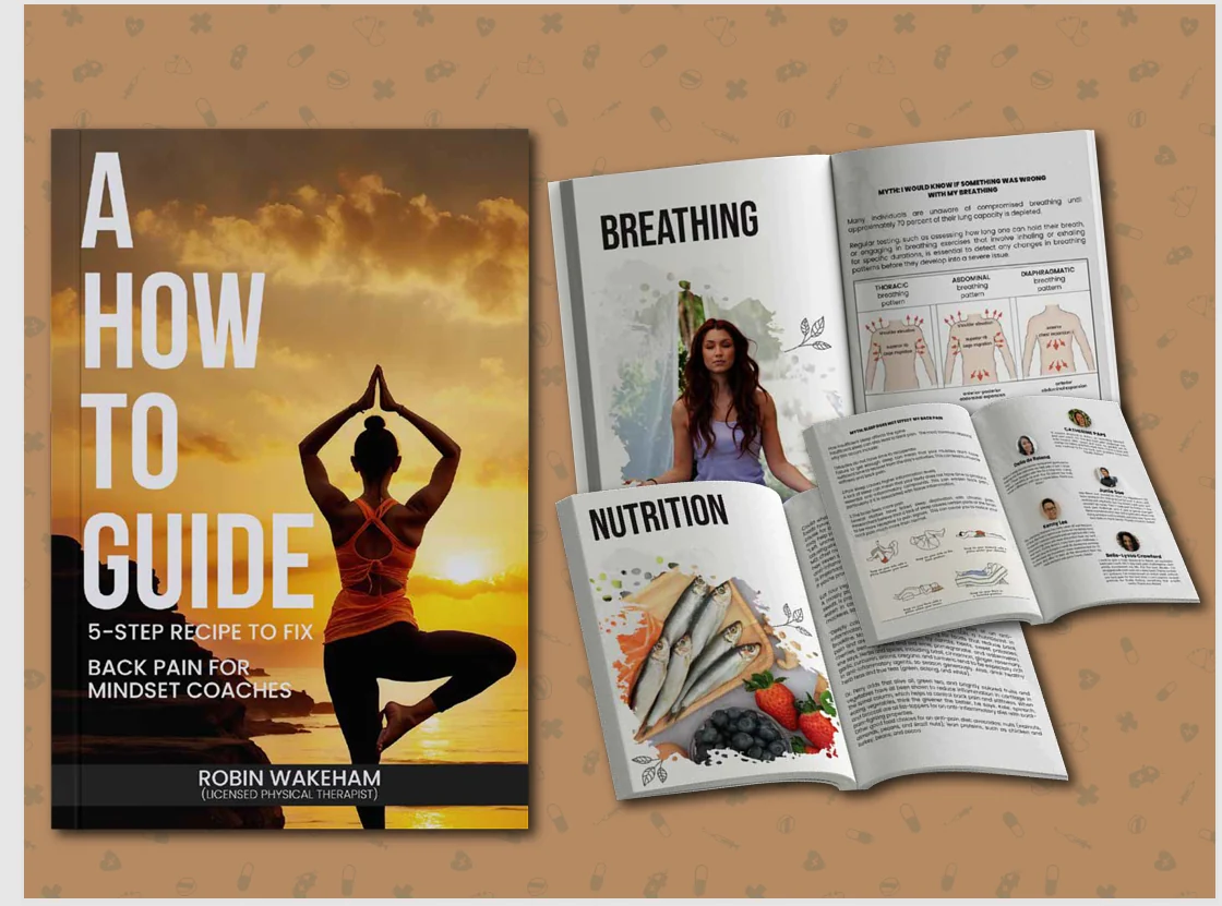 Wellness how-to guide cover with open interior pages featuring photography and structured content