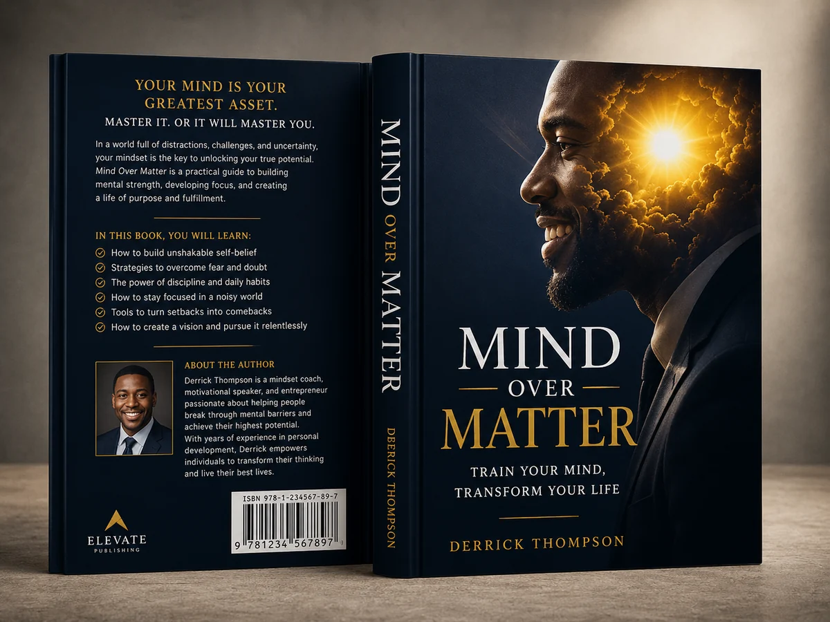 Mind Over Matter full book cover with front, spine, back, and author presentation